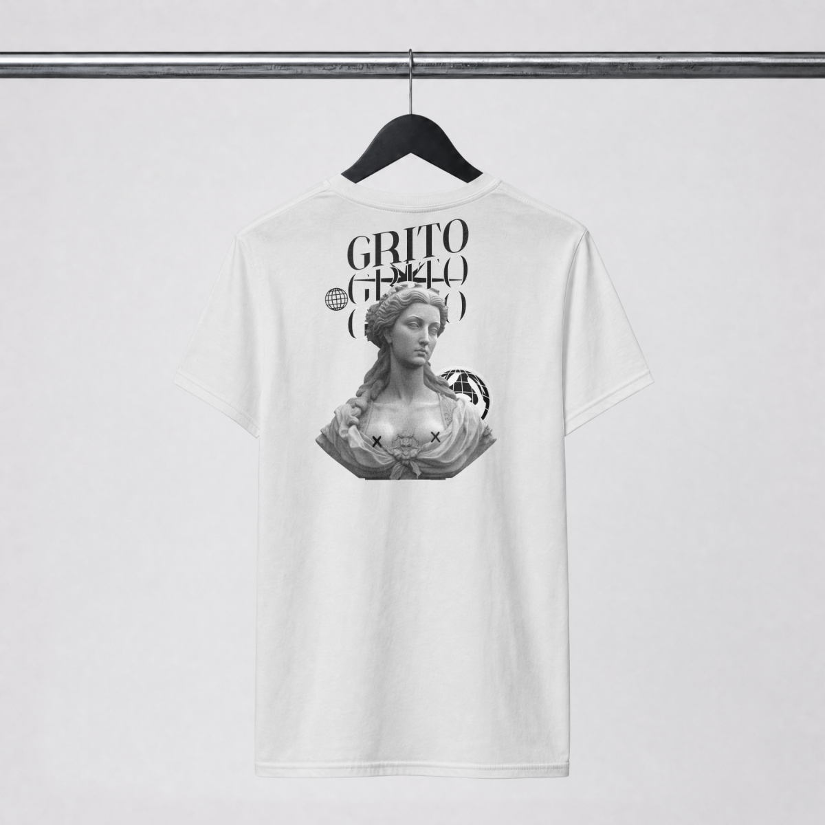 GRITO Muse Tee in white — oversized marble muse back print