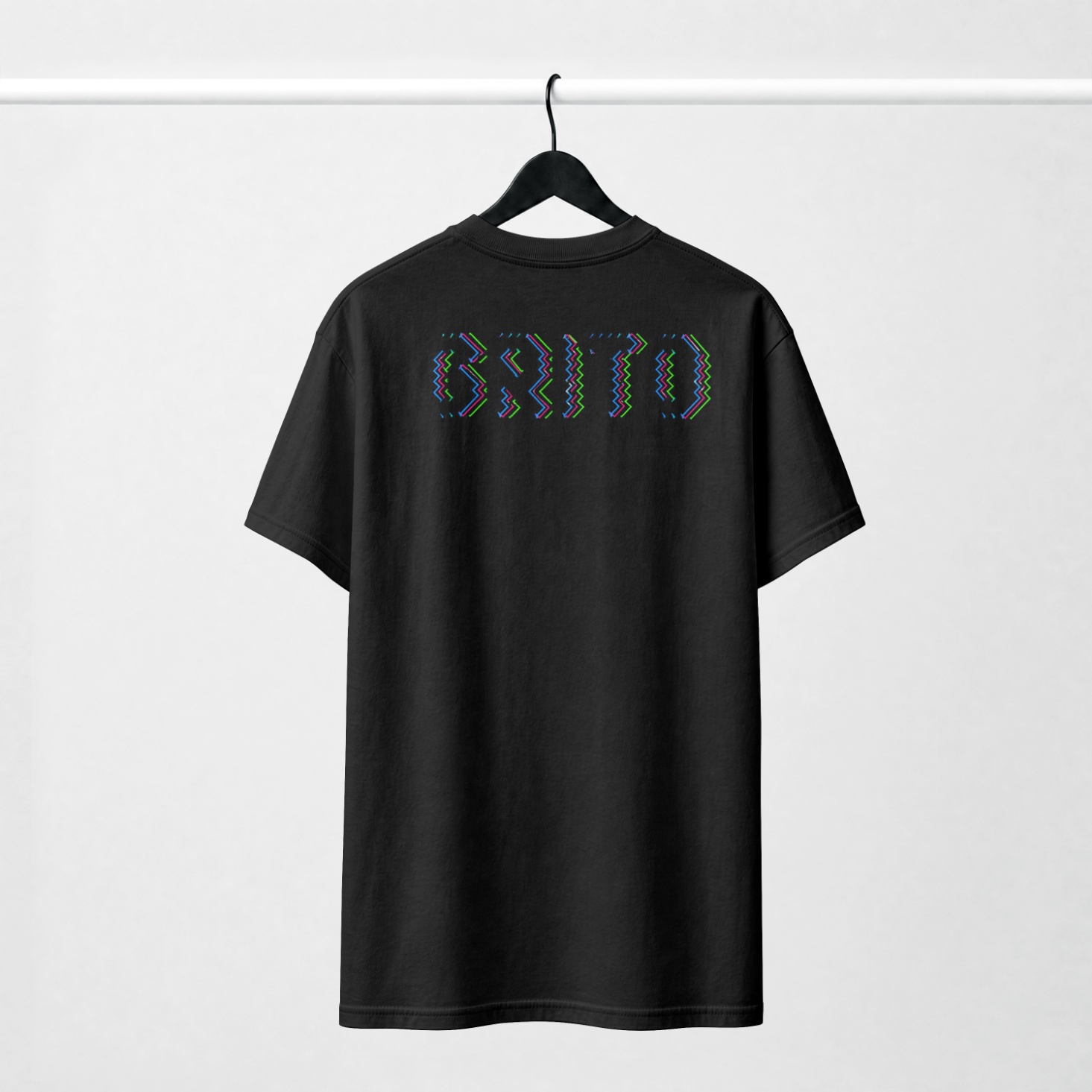 GRITO Glitch Tee in black — oversized back print